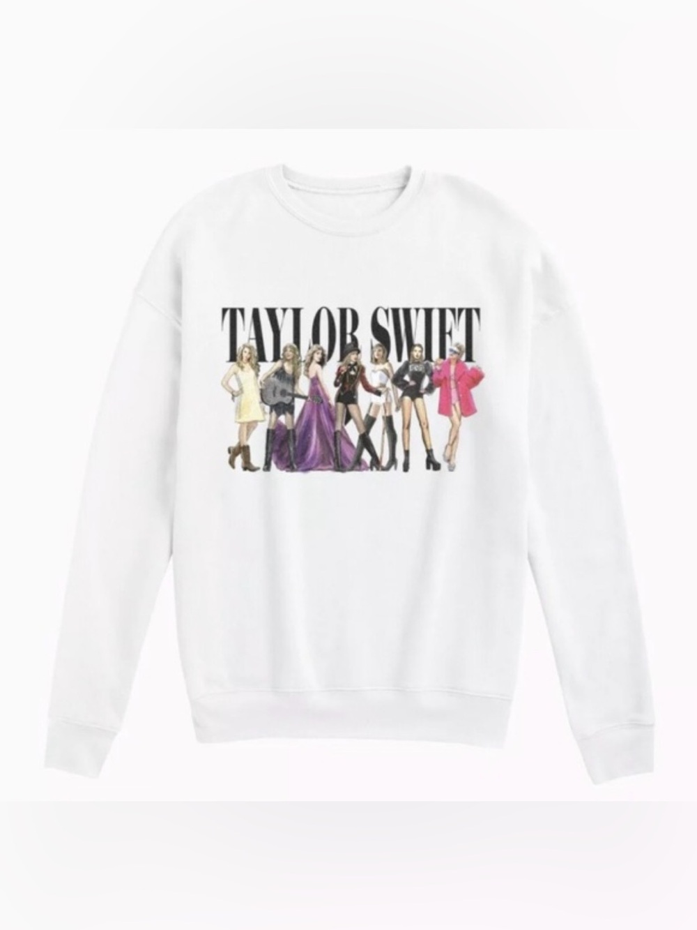 Taylor Swift The Tortured Poets White Crewneck Sweatshirt XS 100% Cotton